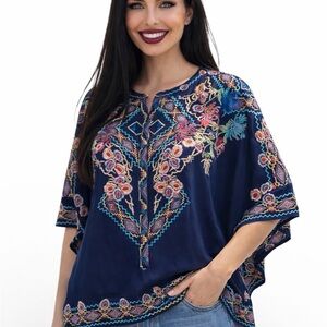 Johnny Was extremely heavily embroidered Tuscany blouse NWT